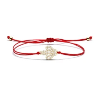 2 color available luxury cute crown charm bracelet for women black red rope chain braided string bangle wholesale jewelry gift