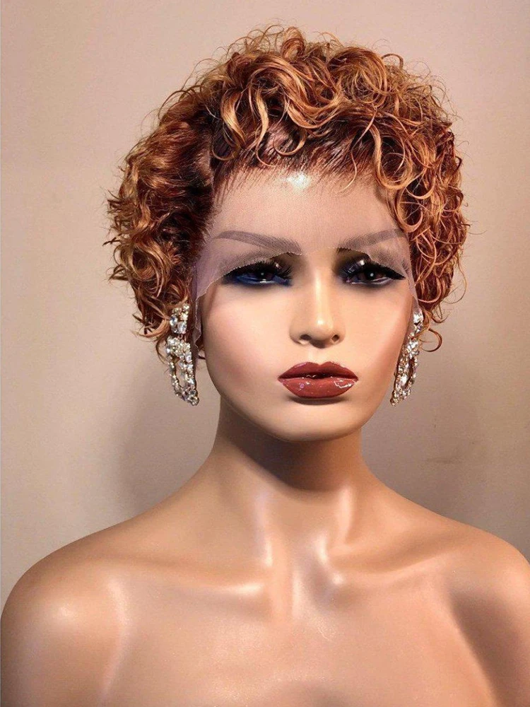 250% Pixie Cut Short Bob Wig Honey Blonde Lace Wig Human Hair Wigs For Women Brazilian Remy Hair 6