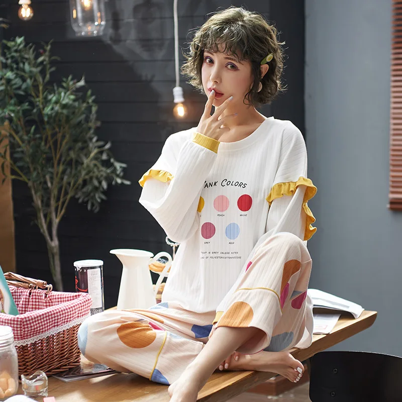 Пижамные комплекты для женщин новая осенняя модная ночная рубашка домашняя