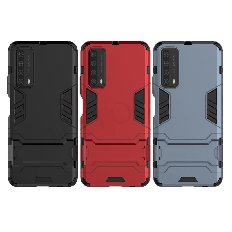 for huawei p smart 2021 case cover tpu bumper robot holder stand shockproof armor hard back phone case for huawei p smart 2021 free global shipping