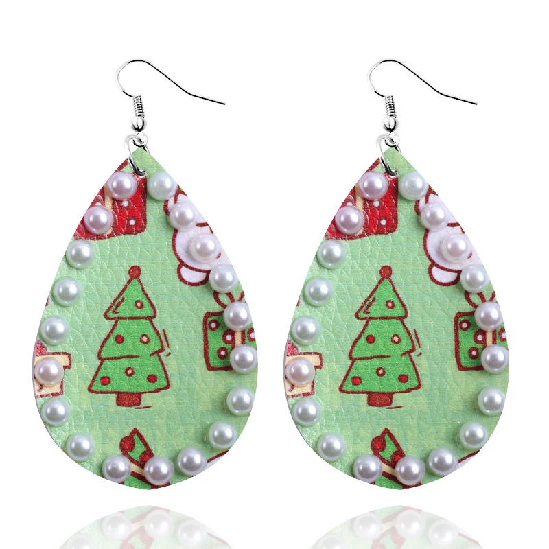 

DoreenBeads Fashion Drop Earrings For Women Daily Accessories Earrings Multicolor Christmas Tree Imitation Pearl 1 Pair