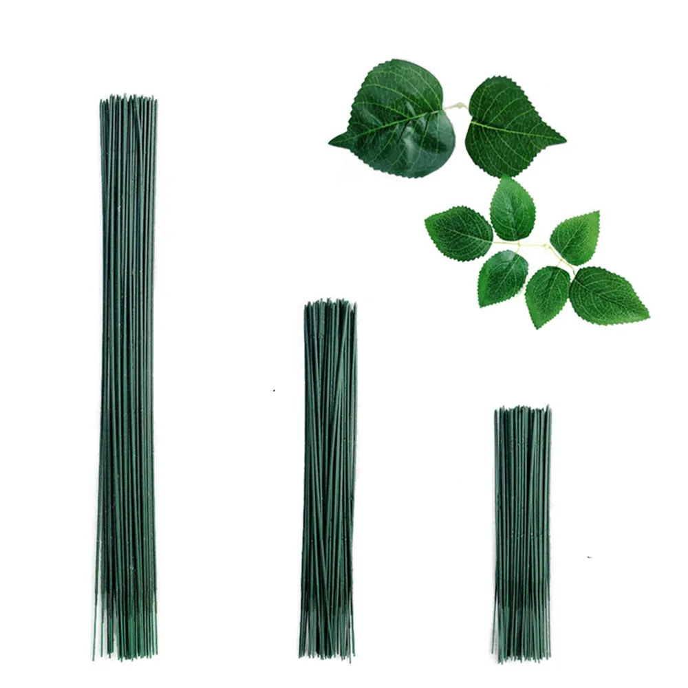 

100Pcs Fake Plant Rod Artificial Flowers Stem 18cm/25cm Plastic Iron Wire For DIY Home Garden Party Wedding Decoration QLY9494