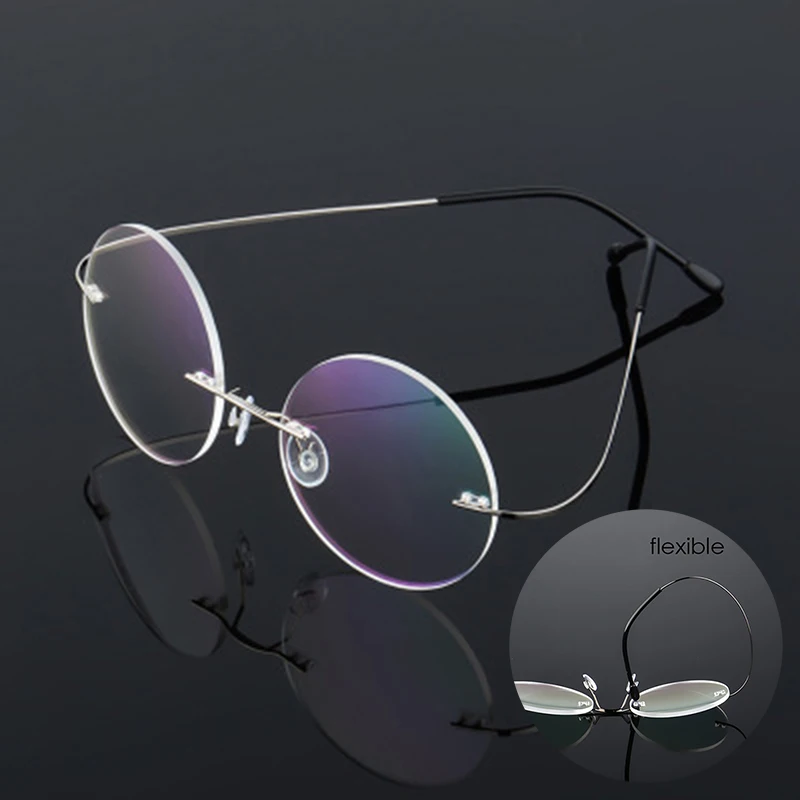 Легкие круглые очки без оправы из титанового сплава для мужчин и женщин мужские
