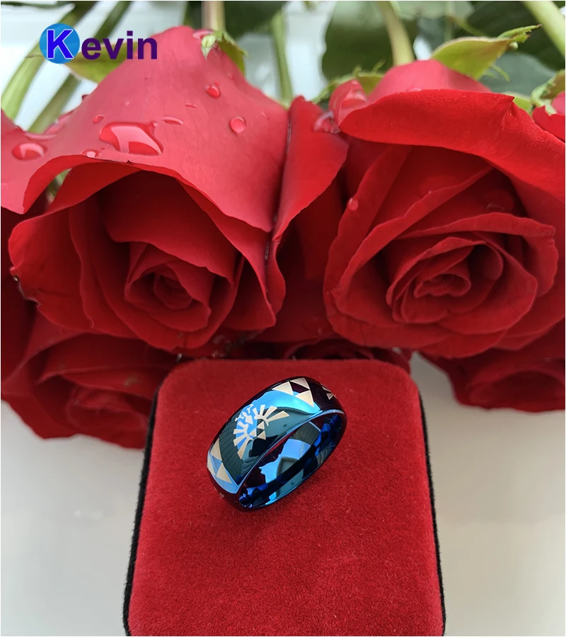 Мужское и женское вольфрамовое обручальное кольцо 8 мм купольное США с лазерной