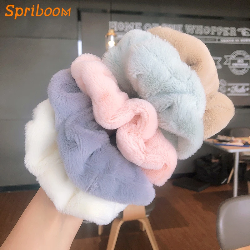 

Cute Plush Elastic Hair Bands for Women Girl Sweet Solid Soft Warm Scrunchie Autumn Winter Rubber Hairband Hair Accessories Gift