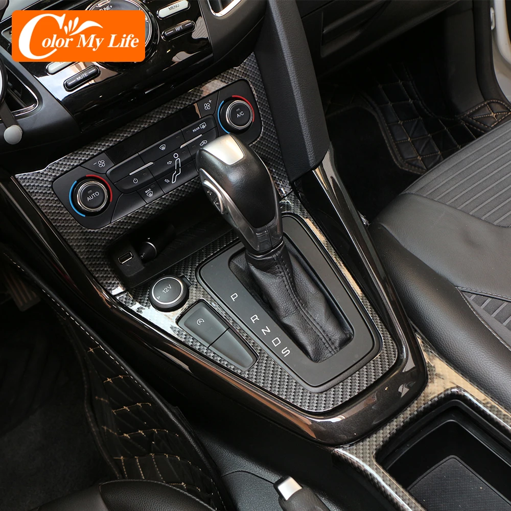 Накладки на панель управления коробкой передач автомобиля, ручки переключения передач, пластиковые вставки на панель управления кондиционером и наклейки на кружки для напитков для Ford Focus 3 MK3 2015 - 2018 (набор из 3 штук) Stickers on.