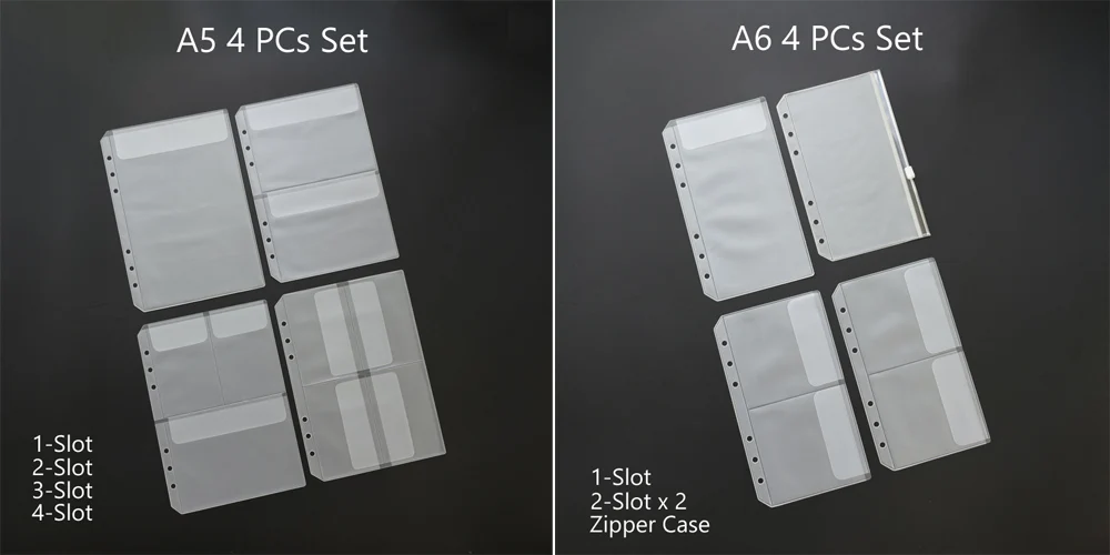 4 PCs Set MaoTu вкладыш ПВХ хранения Наклейка на мешок билета карты Органайзер сумка с клапаном A5 A6 Блокнот на спирали, дневник катушки Кольцо Связующий наполнитель - Цвет: 4 PCs Set