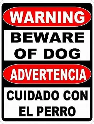

Interesting Warning Decorative Metal Tin Sign Warning Beware of Dog Household Decorative Piece Board 8x12 or 12x16 Inches
