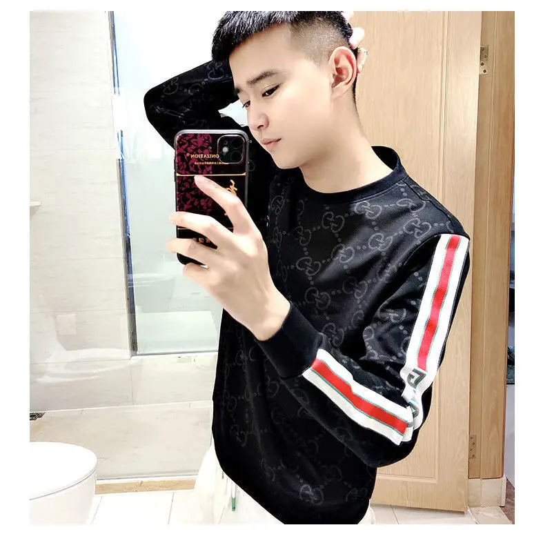 

PlushMen's Embroidered Fashion Long Sleeve Sweater Crewneck Clothes