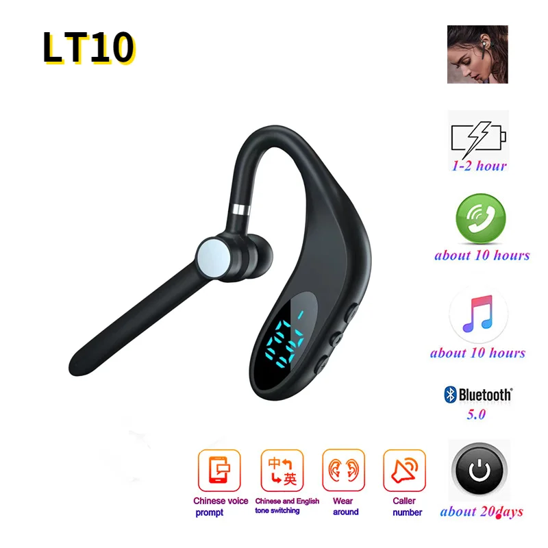 

LT10 Blutooth Earphone Wireless Stereo HD Mic Headphone Bluetooth Hand In Car Kit with Mic for IPhone Samsung Huawei Phone PK V8