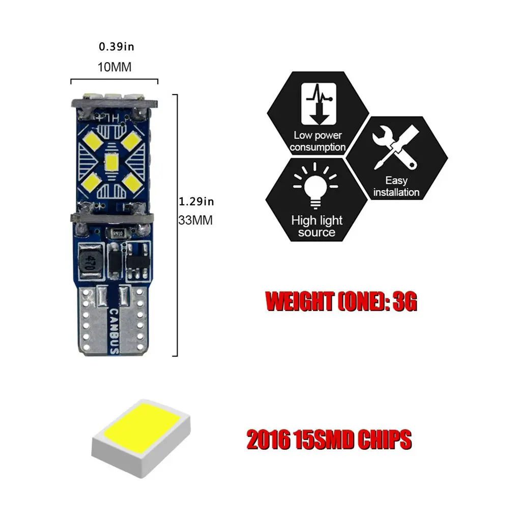 

2pcs T10 W5W New Super Bright LED Car Parking Lights Auto Wedge Turn Side Bulbs Car Interior Reading Dome Lamp