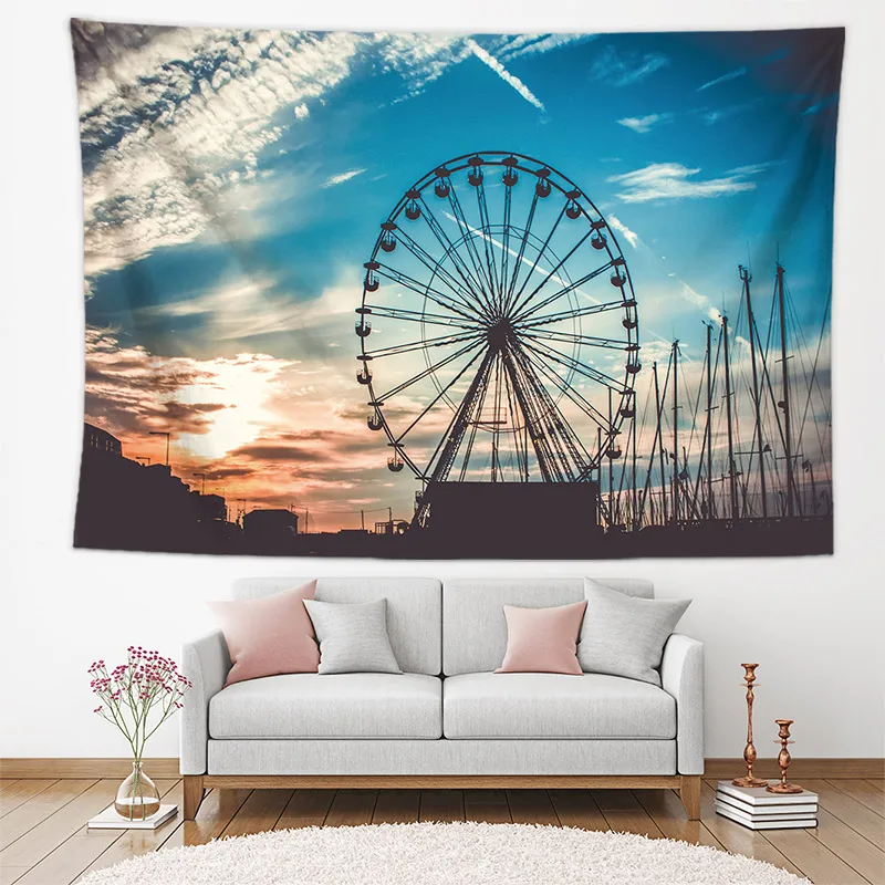 Vintage Tapestry Wall Hanging Blanket Large Building Design Decorative Carpet For Living Room Dropshipping | Дом и сад
