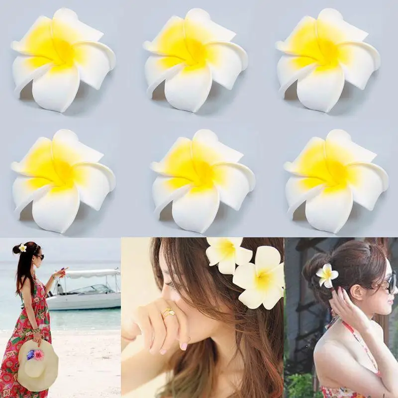 3 шт./лот гавайская пена цветок белая Плюмерия Свадебная вечеринка заколка для