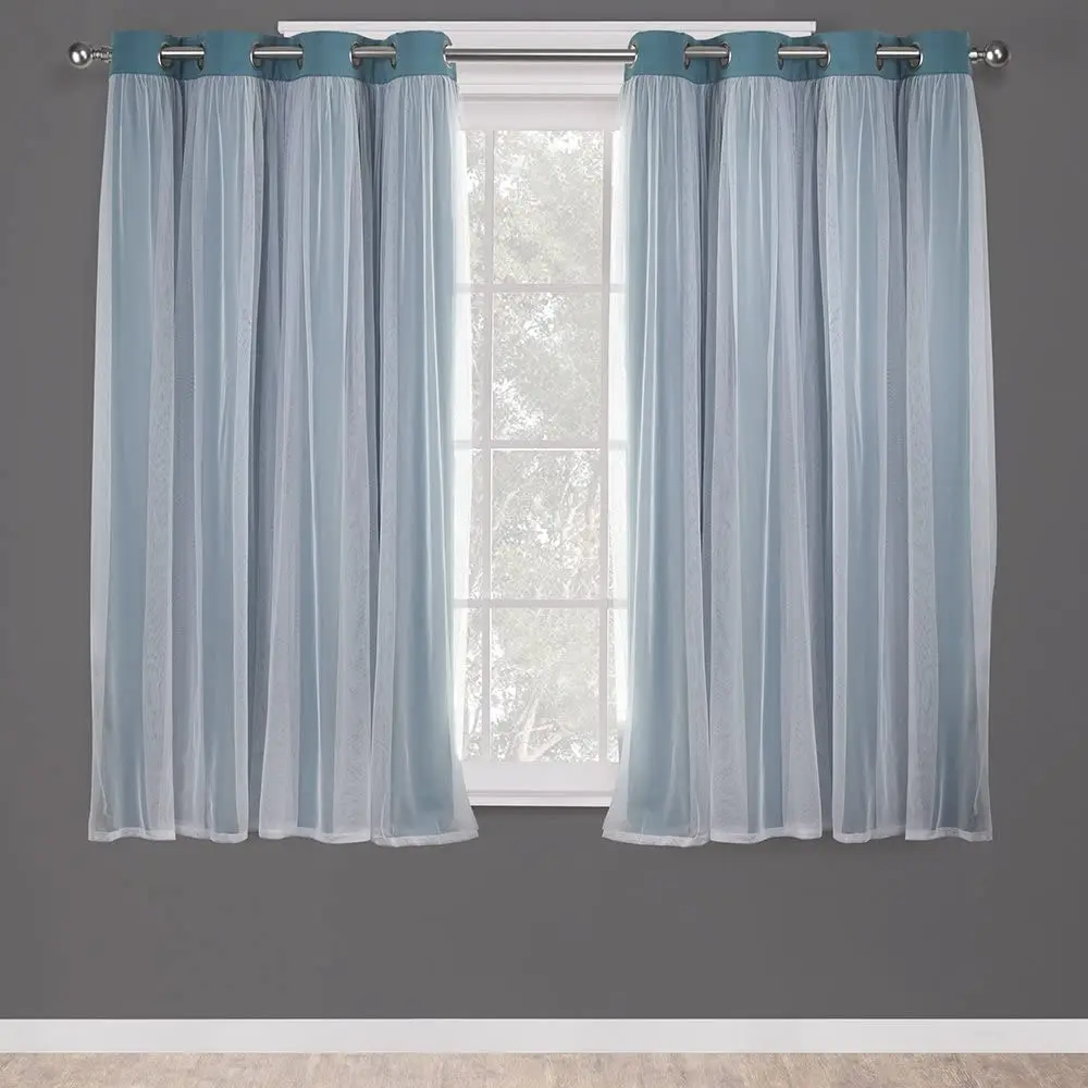 

Home Curtain Layered Solid Shading and Transparent Window, Curtain Panel Pair, Shading and Beautiful, with Buttonhole Top, 52x
