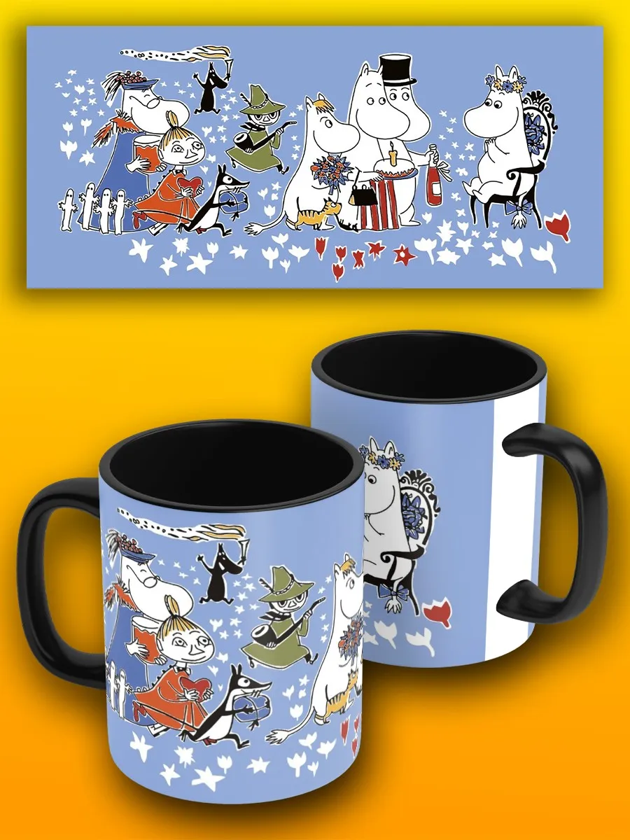Кружка черная мультфильм муми тролль moomin - 6713 | Дом и сад