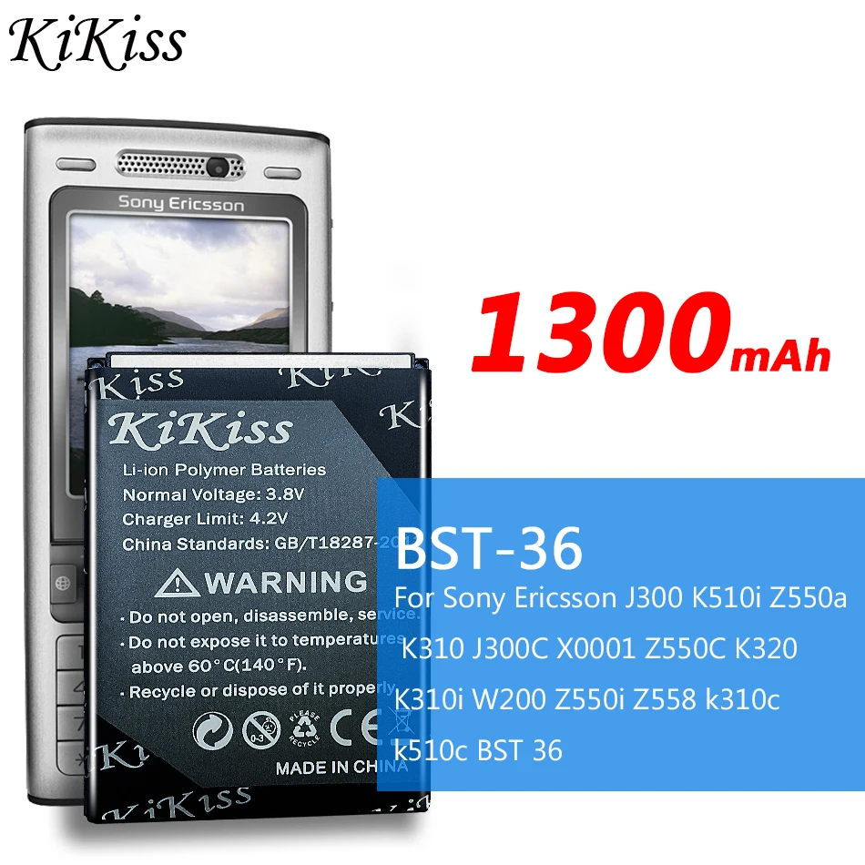 

1300mAh Powerful Battery For Sony Ericsson Z320i z550i K310i K320I T270i T280i T258 w200i Z300i Z310i z558i s800i BST-36 BST 36