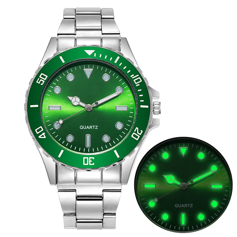 

New Famous Luxury Brand Male Casual Quartz Watch Men Stainless Steel Luminous Watches Relogio Masculino Men's Green Wristwatch