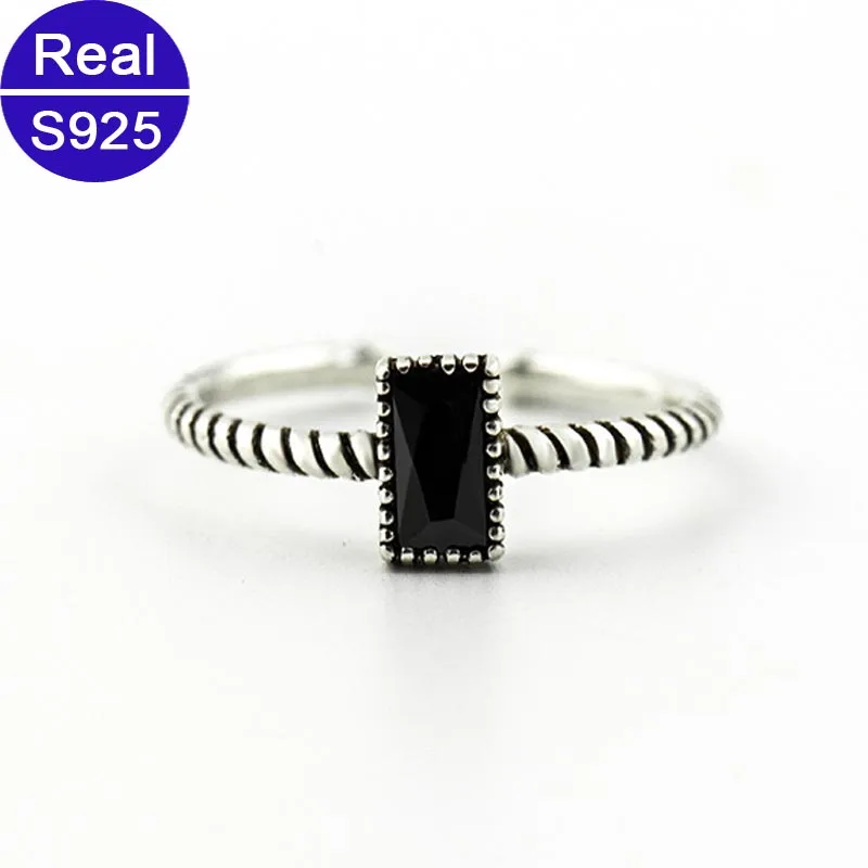 

Модные Винтажные 925 Серебряное кольцо для женщин Регулируемый Размеры личность черный агат кольцо перста ювелирных изделий дропшиппинг