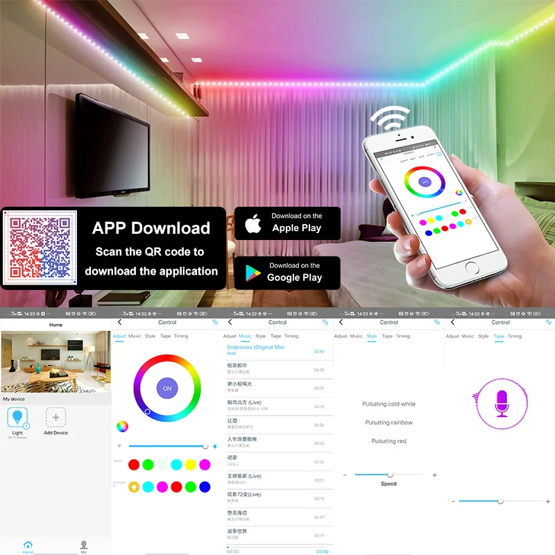 Светодиодные ленты Alexa Music с поддержкой Wi Fi и Bluetooth светодиодсветодиодный RGB 5050 SMD