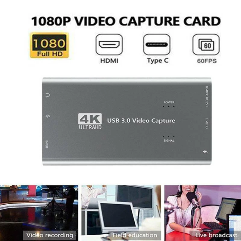

4K 1080P HDMI to USB 3.0 Video Capture Card Game Recorder For Live Streaming