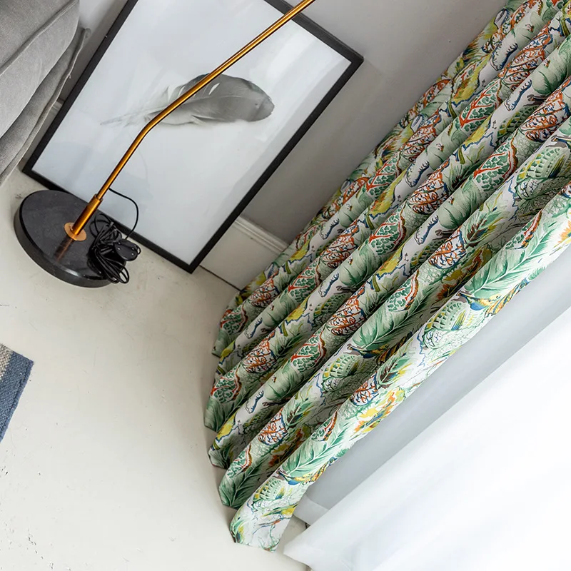 Шторы с двусторонним принтом листьев современные минималистичные занавески из