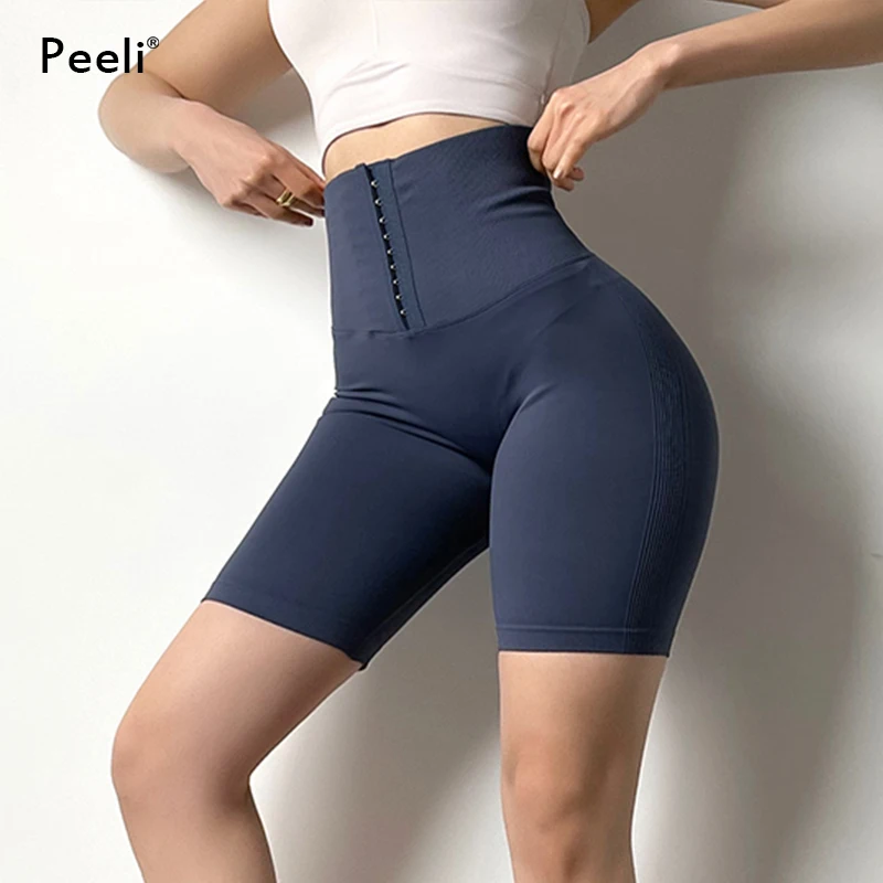 

Корсет для подтяжки бедер шорты для тренажерного зала женская спортивная одежда с регулируемой высокой талией спортивные короткие леггинс...