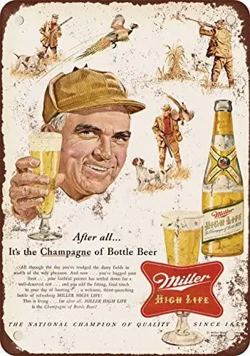 

1954 Miller Beer and Pheasant Hunting Vintage Look Reproduction Metal Tin Sign 8X12 Inches