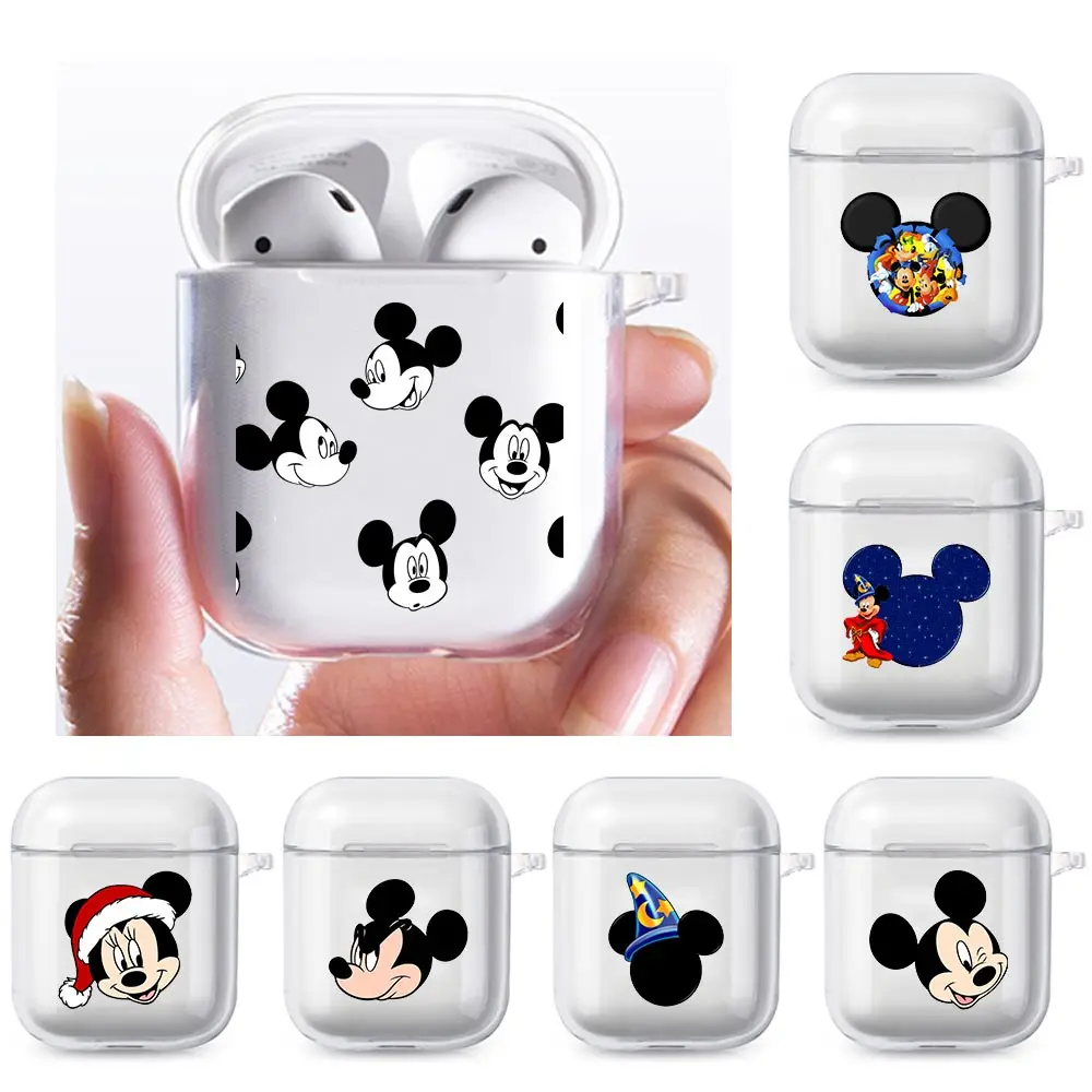 

Mickey Mouse Funny Head Soft Case for Apple Airpods 1 2 Transparent Bluetooth Wireless Headphone Earphone Box Protective Cover