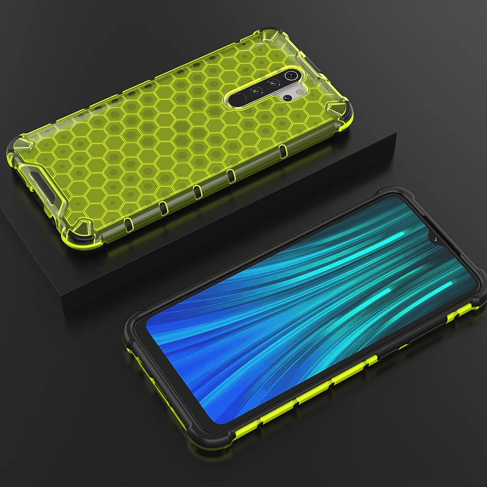 Зеленый Сотовая защита для Xiaomi Redmi Note 8 Pro Чехол прозрачная гибридная силиконовая броня для Redmi Note 8 7 6 5 7A Pro задняя крышка - Цвет: Зеленый
