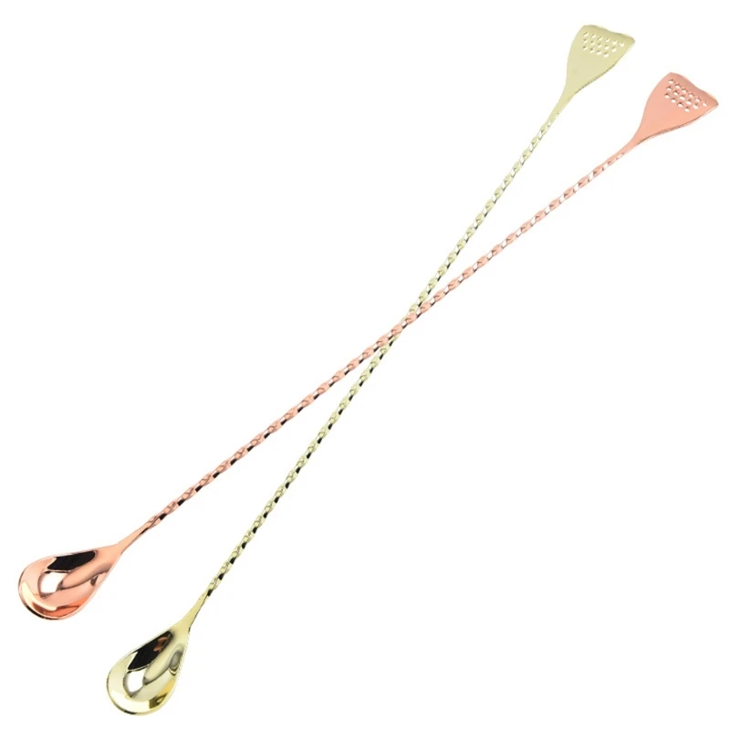 Stainless Steel Long Handle Bar Spoon with Strainer Tail End Double-Head Spiral Pattern Drinks Mixing Stirring Stick for Shaker | Дом и сад