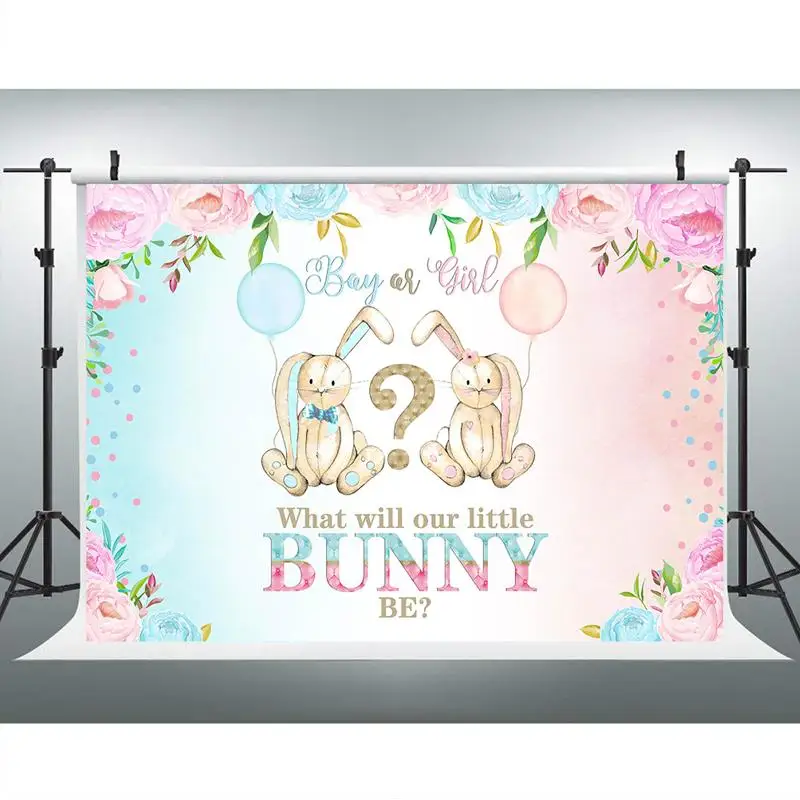 

Кролик пол раскрываемый фон розовый синий цветок ребенок душ фото фон десерт стол Декор баннер potographic Backdrops
