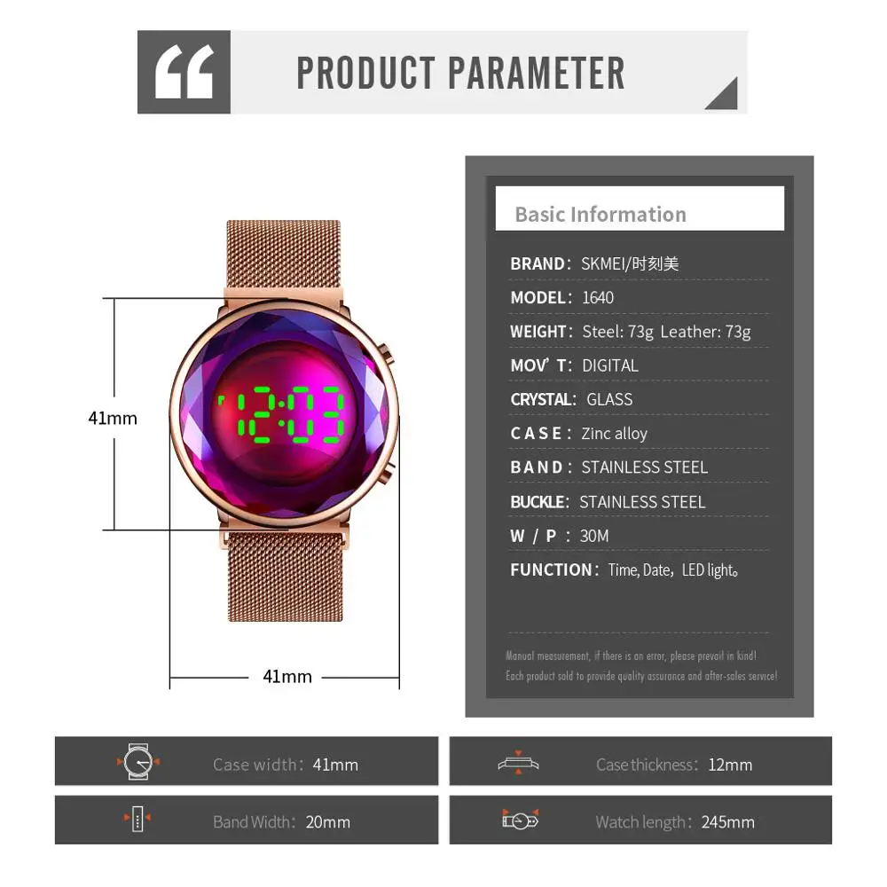 

SKMEI Fashion Quartz Watches For Women Three Dimensional Glass Creative Magnetic Buckle Girls Wristwatches Led reloj mujer 1640