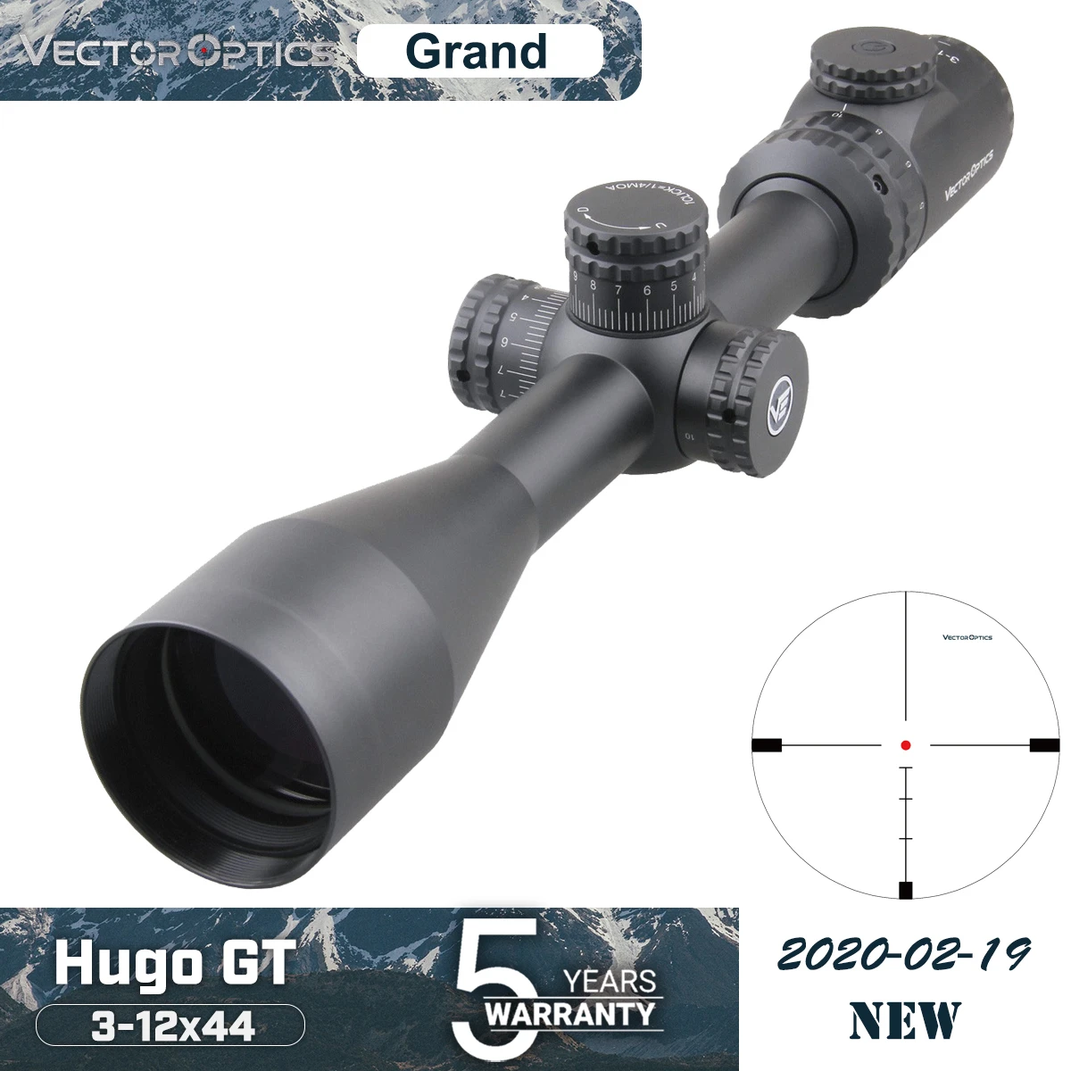 Винтовочный оптический прицел Hugo 3 12x44 GT 11 уровней 1 дюйм 25 4 мм противоударный Vector