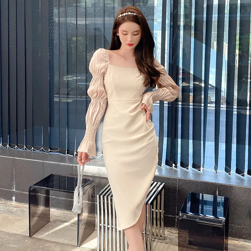 

Women Spring Patchwork Elegant Party Dresses Female Fashion Korean Bodycon Vestido Office Lady Sexy Clothes