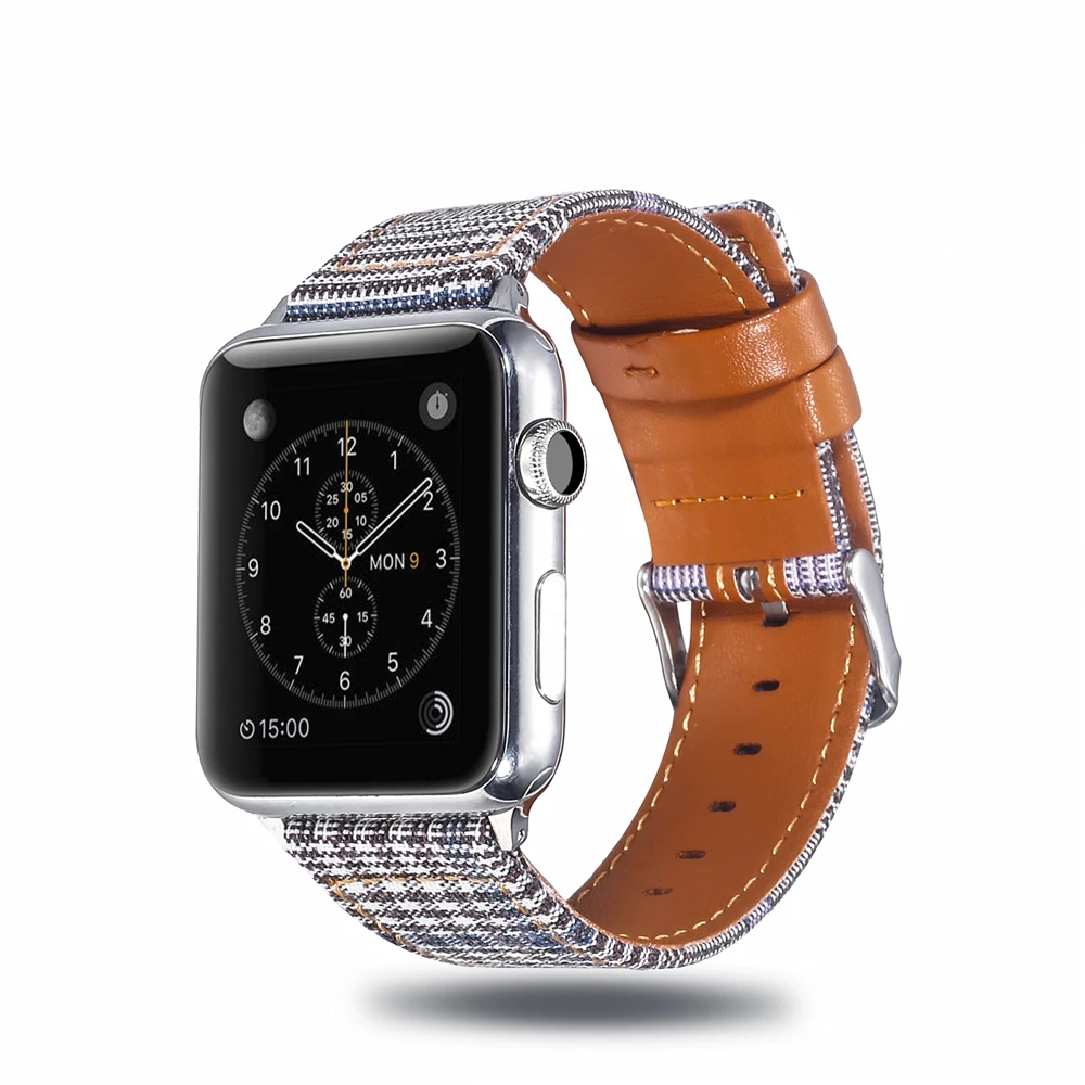 Холщовый ремешок для часов для Apple Watch 38 мм 42 мм 40 мм 44 мм нейлоновый кожаный ремешок для часов браслет для iWatch Series 5/4/3/2/1