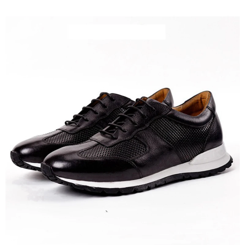 Кроссовки мужские летние из натуральной кожи дышащие с круглым носком удобная