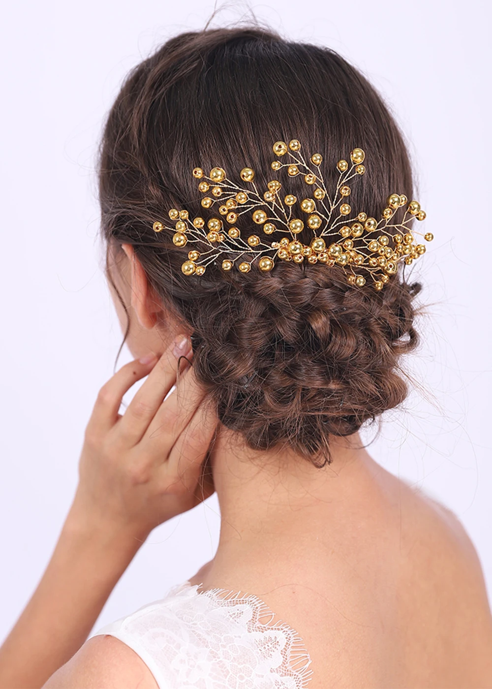 Золотая Бриллиантовая расческа для волос китайские свадебные аксессуары