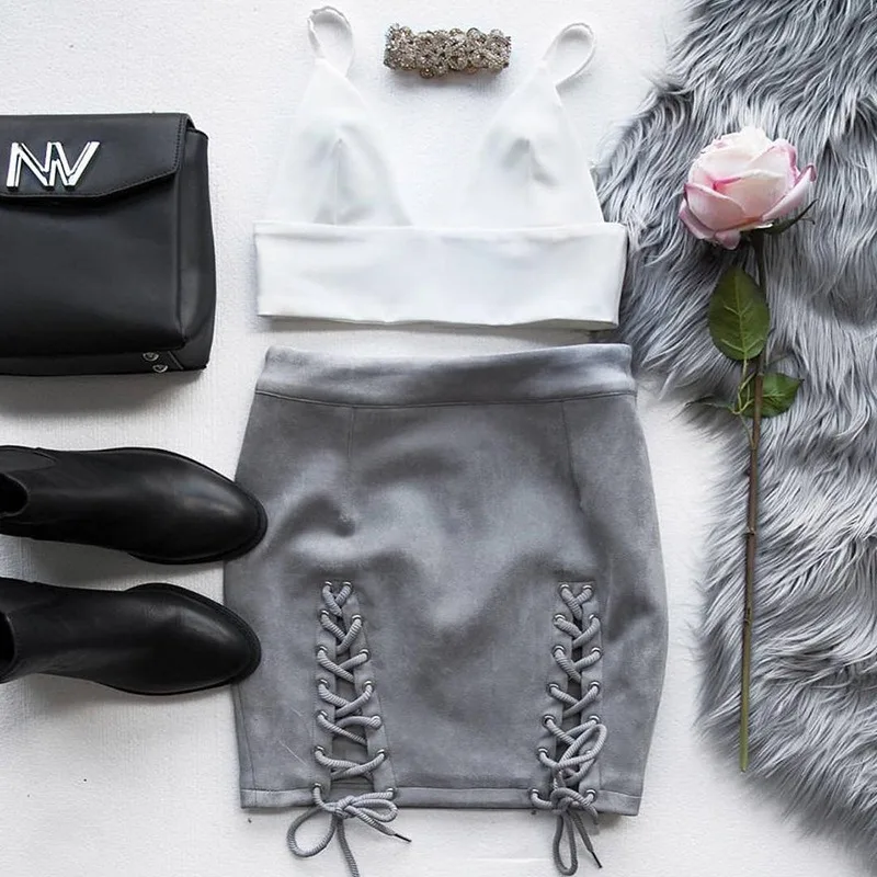 Женская облегающая юбка карандаш черного цвета из замши летняя эластичная