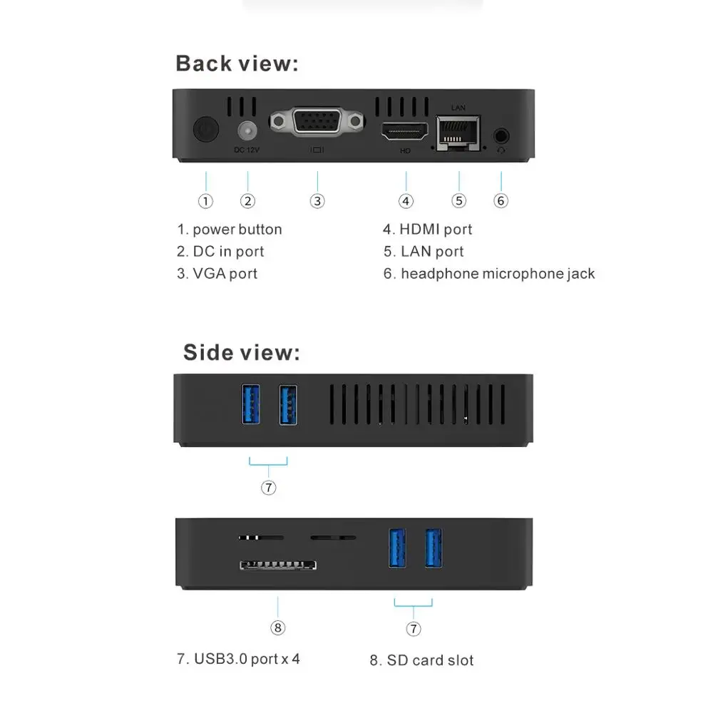 MII-V Офисные Мини ПК Intel Apollo Lake J3355 Win 10 4 Гб LPDDR4 64 2 г 5G двухъядерный процессор Wi-Fi BT4.0