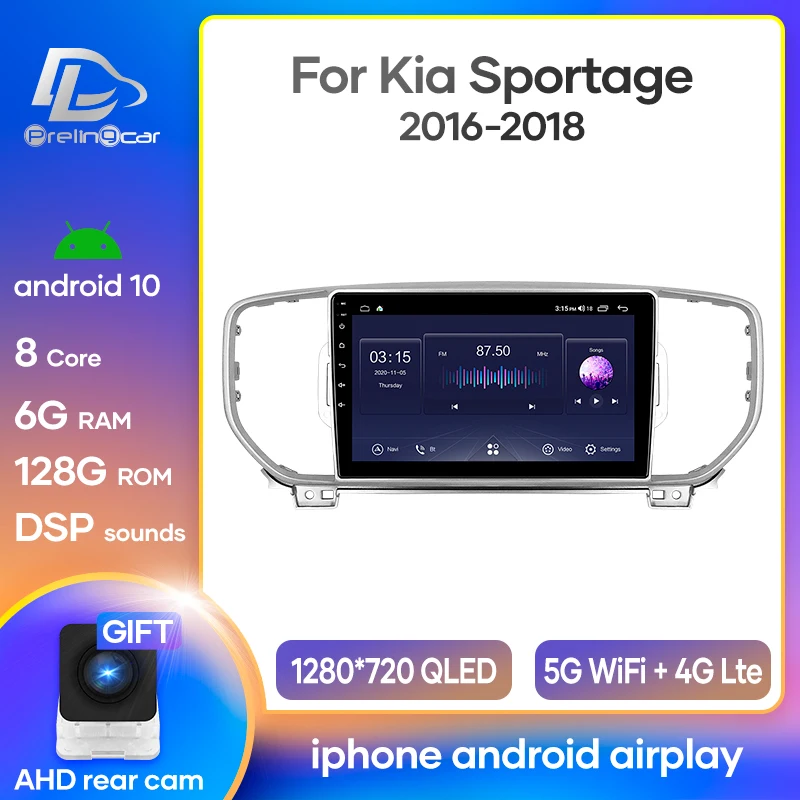 Автомагнитола Prelingcar Android 10 стереоприемник для Kia Sportage 2016 2018 видеоплеер