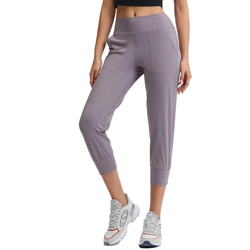 

Women Yoga Sport Cropped Joggers with Pocket Workout Capri Stretch fabrics Pants