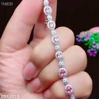 kjjeaxcmy fine jewelry 925 sterling silver inlaid natural pink sapphire bracelet luxury girl new hand bracelet support test