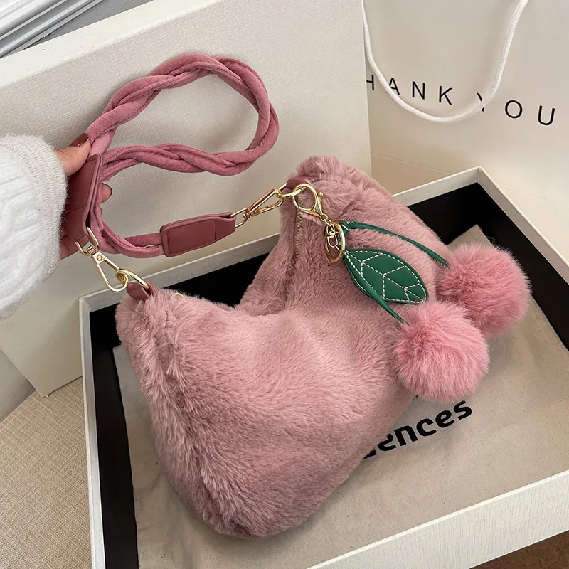 

2022 Luxury Designer Women Handbags Faux Fur Plush Ladies Shoulder Bags Female Crossbody Bag women bags brand high quality