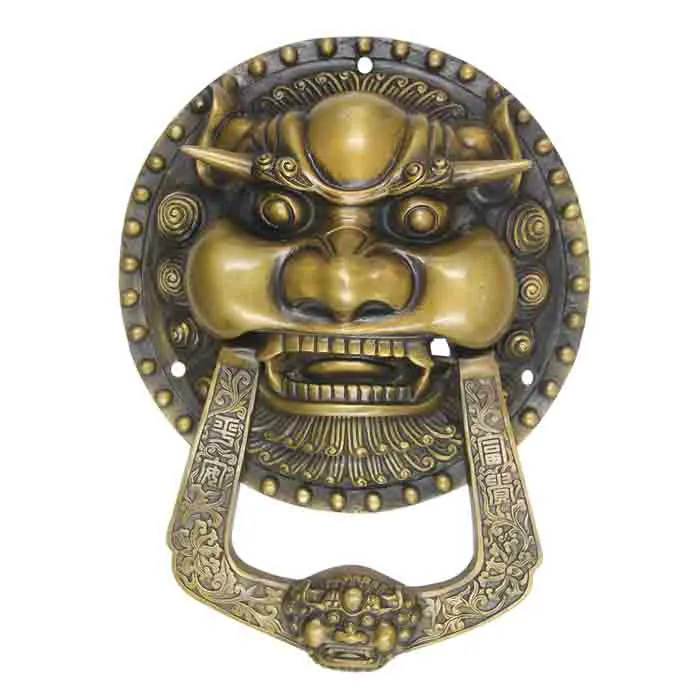 Классическая дверь из чистой меди ручка в виде зверя металлическое Крепление