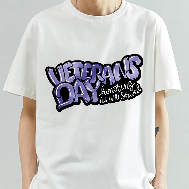 

Veterants Day T-shirt For Men Women Unisex Letter Tshirt White T Shirts Honoring All Who Sewed Design Round Neck Tops & Tees