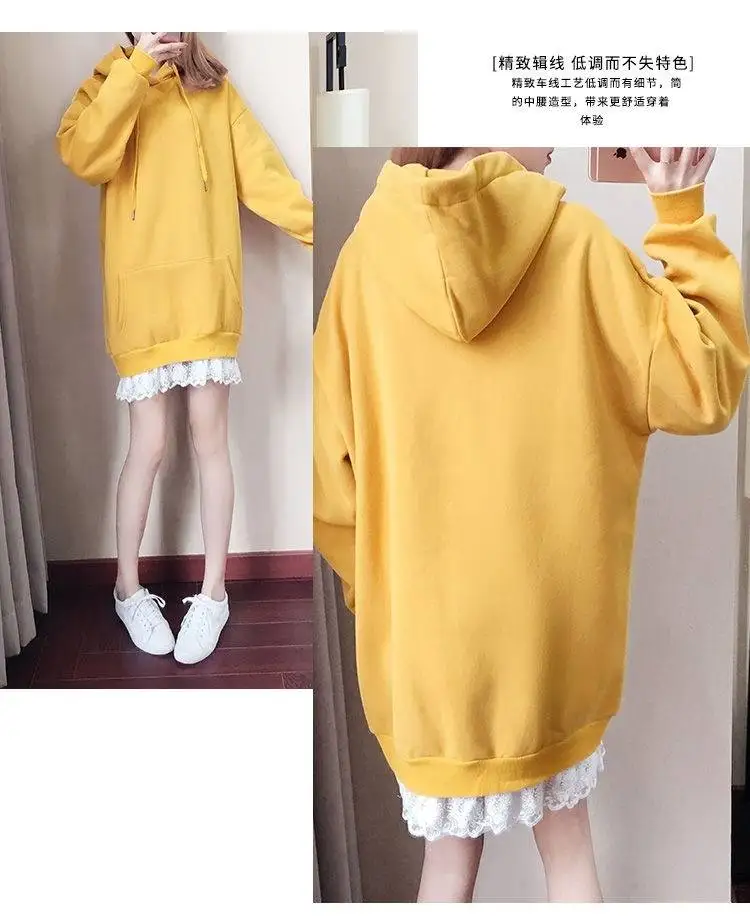 Женская однотонная толстовка с капюшоном Повседневная Свободная Толстовка