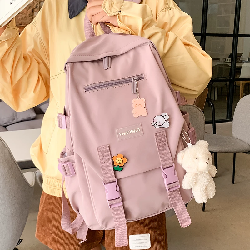 

EnoPella Fashion Women Backpack Ladies Cute Nylon Waterproof Mochila Girl Kawaii BookBag For Teenager School Bag Female Rucksack