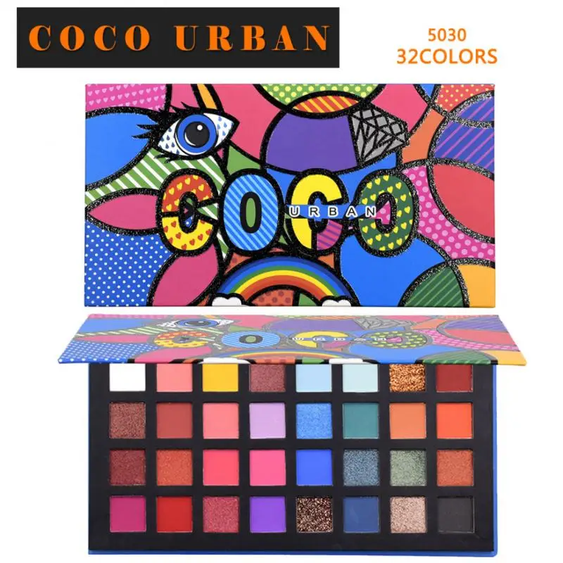 

Abstract Pattern 32 Color Eyeshadow Palette Makeup Kit Glitter Matte Shimmer Pigment Eye Shadow Cosmetic Pearly Make Up Palette