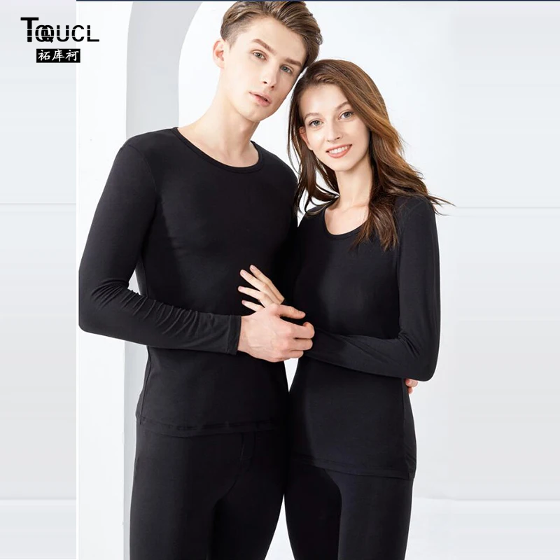 

TOQUCL 100S хлопковое мужское флисовое нательное бельё, костюмы с круглым вырезом, дышащие подштанники, зимний комплект, термобелье для мужчин и женщин