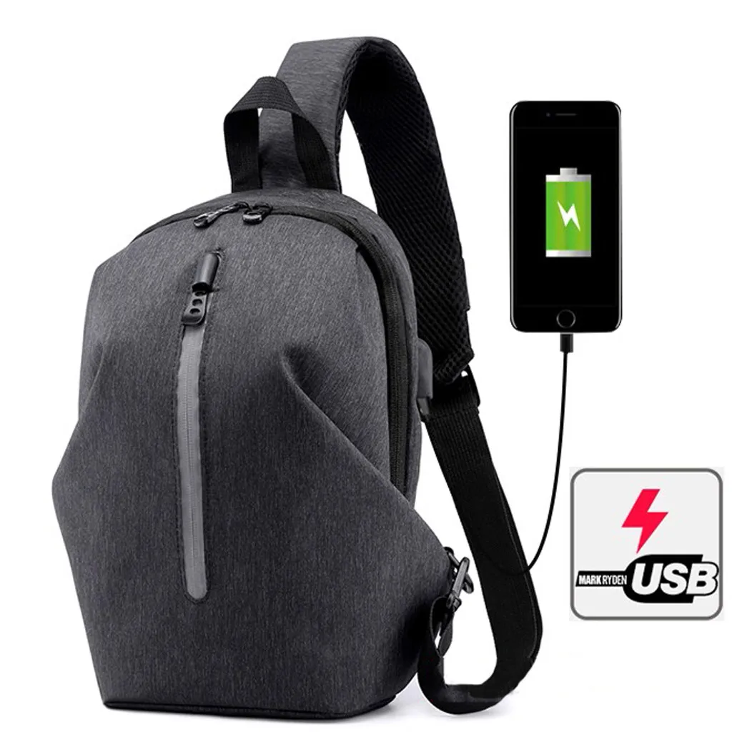 Мужские сумки через плечо с usb зарядкой Мужская противокражная нагрудная сумка